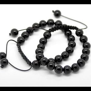 One Bracelet Black Onyx Beads Adjustable Braiding
